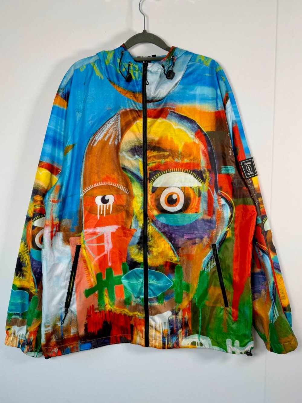 Tango Hotel Men's XL Self Portrait Multicolor Hooded Zip Windbreaker Jacket